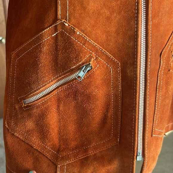 Vintage 1970s Brown Suede Leather Fur Lined Penny Lane Jacket XS - Picture 4 of 17